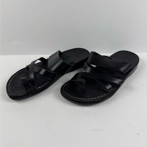 Camel leather Jesus flip flops women’s size 8 men’s size 6